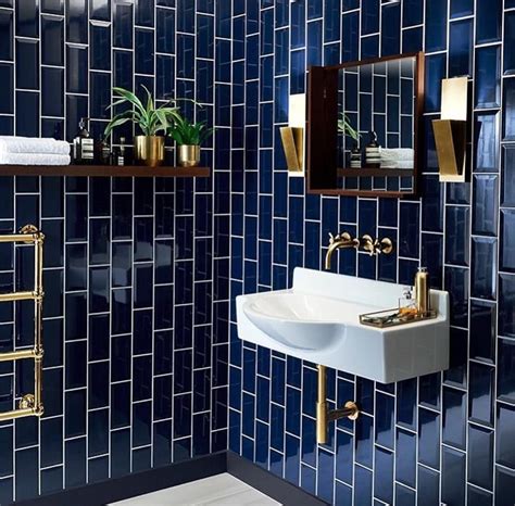 navy blue bathroom wall tiles.